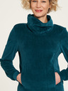 Tranquillo Petrolfarbenes Samt-Sweatshirt mit Kragen Tranquillo