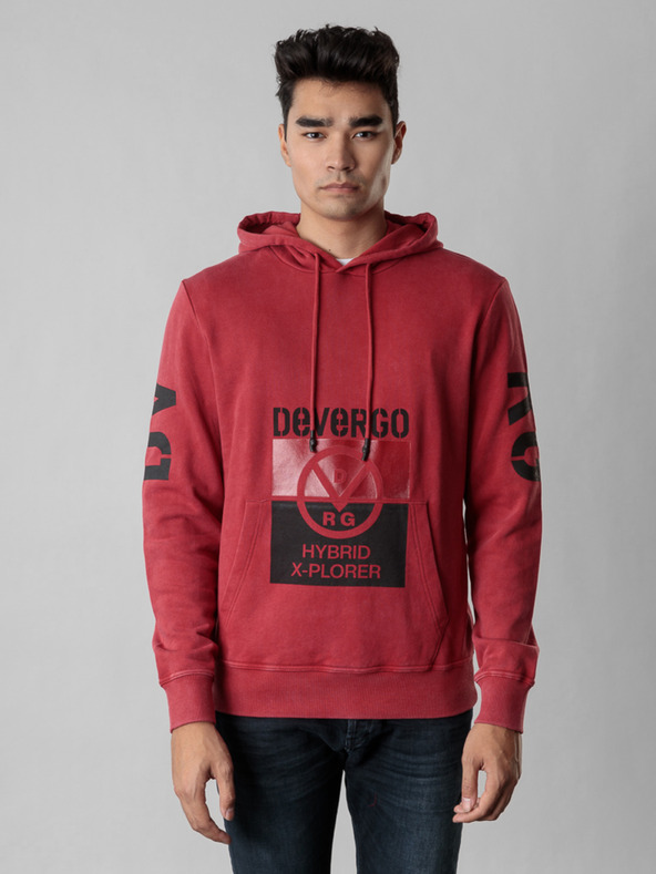 Devergo Rotes bedrucktes Herren-Sweatshirt Devergo