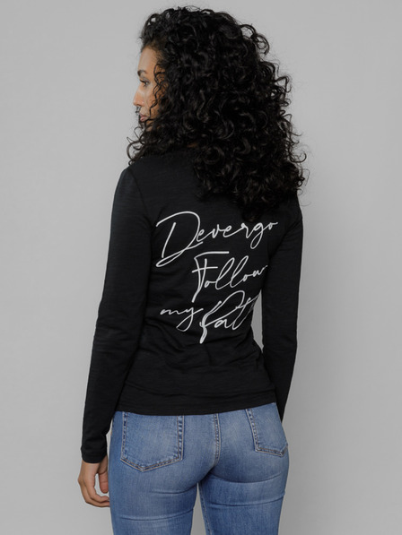 Devergo Schwarzes T-Shirt mit bedrucktem Rücken für Damen von Devergo