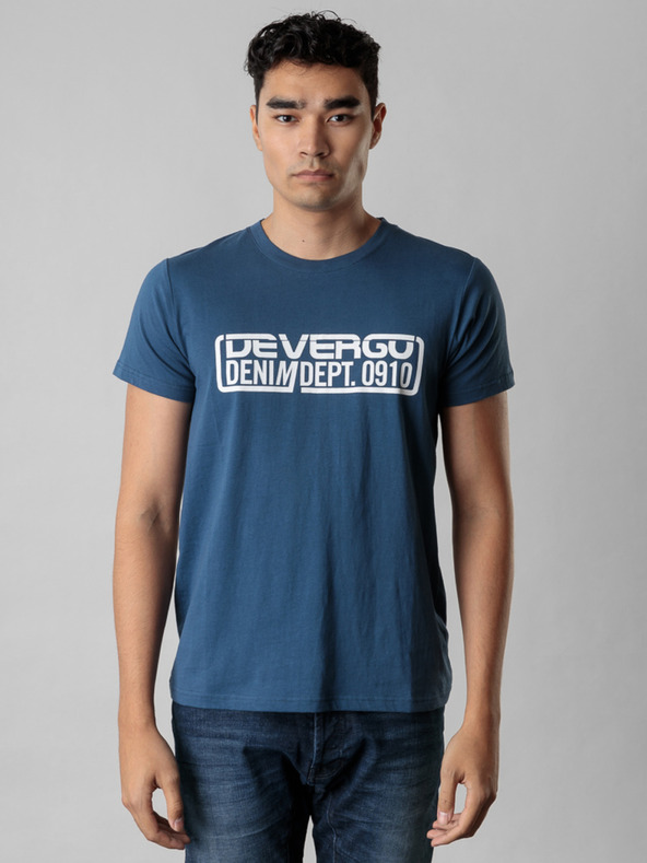 Devergo Blaues bedrucktes Devergo-Hemd für Männer