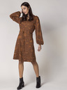 SKFK Braun gemustertes Kleid mit Krawatte SKFK Agar