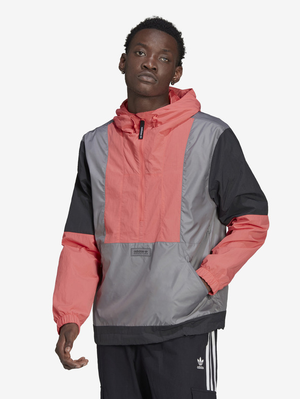 adidas Originals Rosa und graue leichte Herren-Kapuzenjacke von adidas Originals