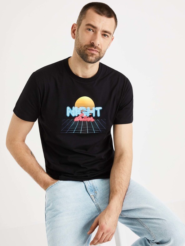 Celio Schwarzes Herren-T-Shirt Celio Atenight