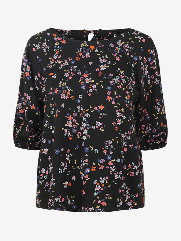 Pieces Schwarze geblümte Bluse Pieces Lala