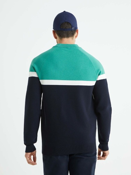 Celio Grün-schwarz gestreifter Herrenpullover Celio Bebeau