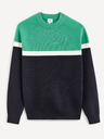 Celio Grün-schwarz gestreifter Herrenpullover Celio Bebeau