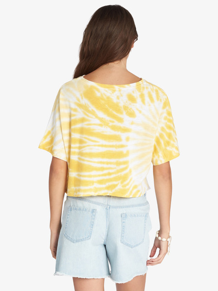 Roxy Weißes und gelbes Roxy Aloha gemustertes Kurzarmhemd für Damen
