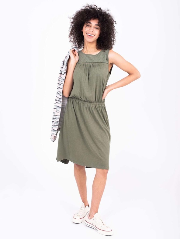 Brakeburn Khakifarbenes Damenkleid mit verlängertem Rücken Brakeburn