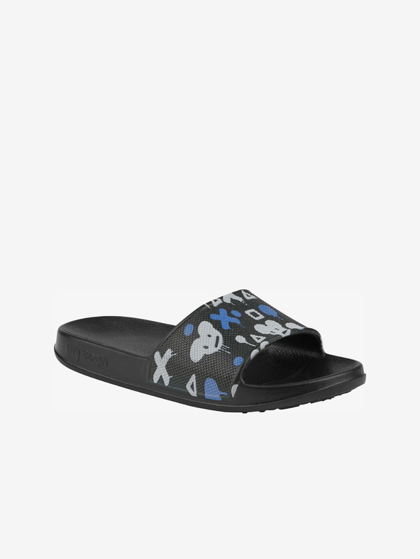 COQUI Schwarze gemusterte Kinderpantoffeln Coqui Tora
