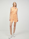 Pieces Weiß-orange gestreifter kurzer Jumpsuit mit Krawatte Pieces Tamar