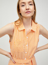 Pieces Weiß-orange gestreifter kurzer Jumpsuit mit Krawatte Pieces Tamar