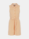 Pieces Weiß-orange gestreifter kurzer Jumpsuit mit Krawatte Pieces Tamar