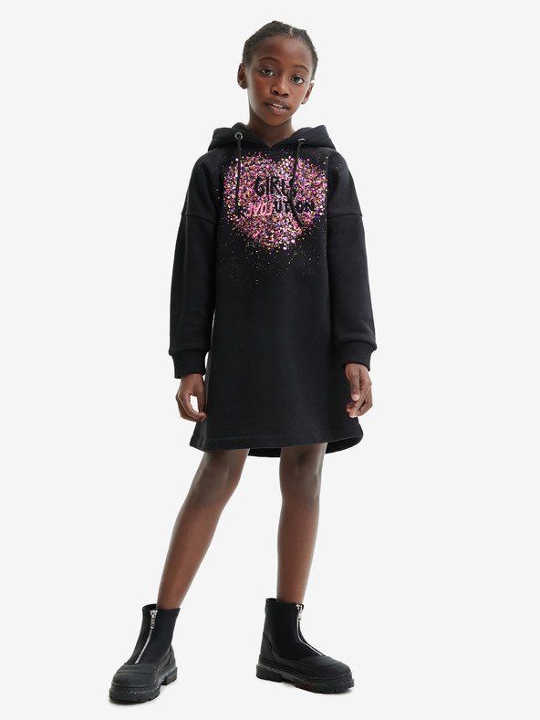 Desigual Desigual Ariza Schwarzes Sweatshirtkleid für Mädchen