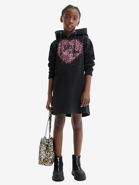 Desigual Desigual Ariza Schwarzes Sweatshirtkleid für Mädchen