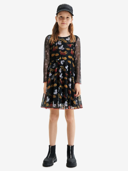 Desigual Schwarzes gemustertes Kleid für Mädchen Desigual Arroyo