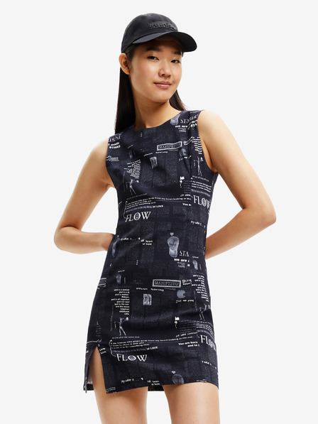 Desigual Schwarzes Damen Desigual Lea Gemustertes Kleid