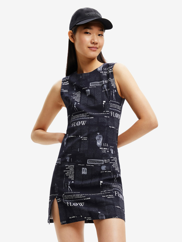 Desigual Schwarzes Damen Desigual Lea Gemustertes Kleid