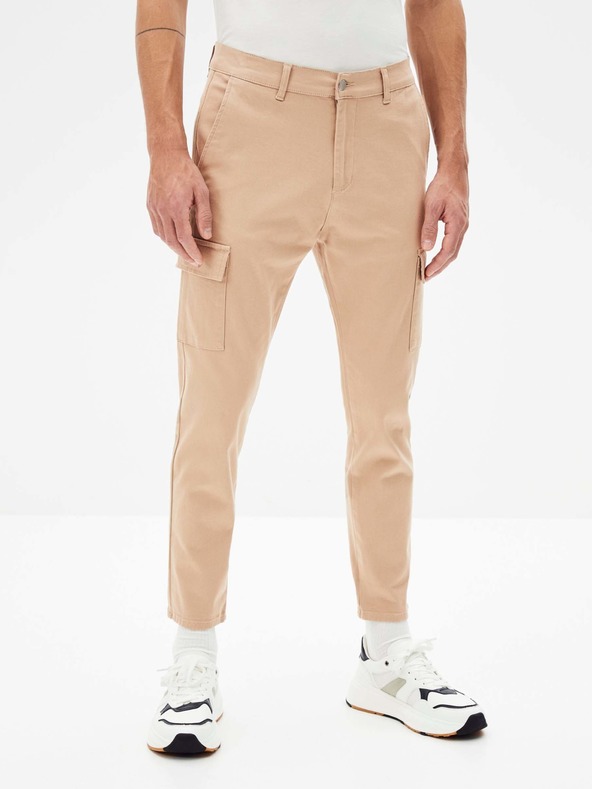 Celio Beige Herren-Crop-Hose mit Taschen Celio Cargo Ronar