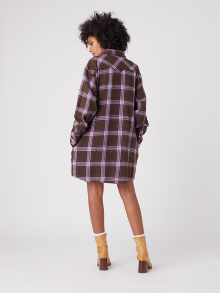 Wrangler Lila und braun kariertes Hemdkleid für Damen Wrangler