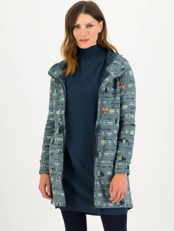 Blutsgeschwister Blau gemusterter Kapuzenparka Blutsgeschwister Cosyshell Hooded