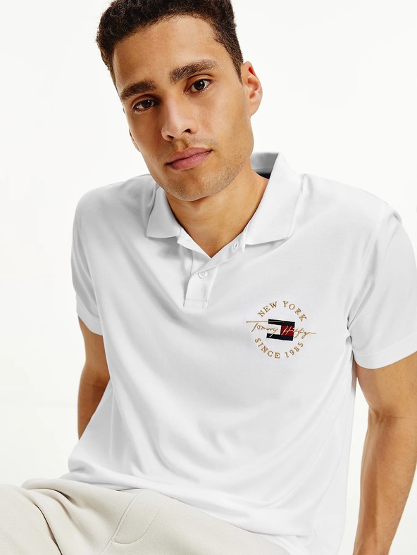Tommy Hilfiger Icon Logo Interlock Polo T-Shirt Weiß