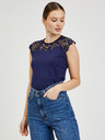 Orsay Dunkelblaues Damen-T-Shirt mit Spitze ORSAY