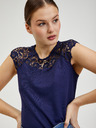 Orsay Dunkelblaues Damen-T-Shirt mit Spitze ORSAY