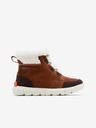 Sorel Braune Damen-Knöchel-Wildleder-Winterstiefel mit Kunstfell SOREL Explorer II Carnival Cozy