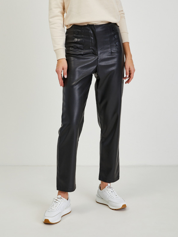 Orsay Schwarze Damen Kunstlederhose Kurzform ORSAY