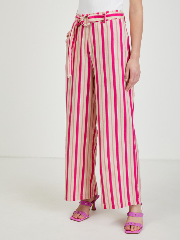 Orsay Rosa gestreifte Damen Leinenhose ORSAY