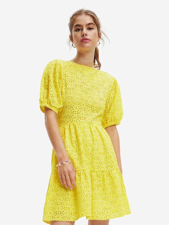 Desigual Gelbes gemustertes Damenkleid Desigual Limon