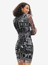 Desigual Schwarzes gemustertes ärmelloses Damen-Minikleid Desigual Lettering