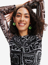Desigual Schwarzes gemustertes ärmelloses Damen-Minikleid Desigual Lettering