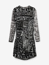 Desigual Schwarzes gemustertes ärmelloses Damen-Minikleid Desigual Lettering
