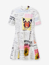 Desigual Weißes gemustertes Desigual Newspaper Kleid für Damen