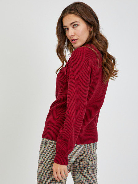 Orsay Roter Damen-Rippstrickpullover mit dekorativen Knöpfen ORSAY