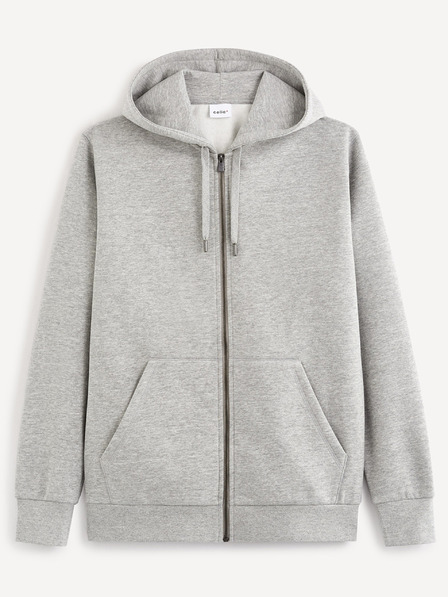 Celio Hellgrauer Basic-Kapuzenpullover Celio Vethree