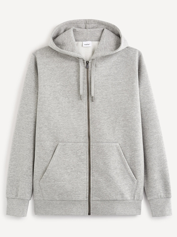 Celio Hellgrauer Basic-Kapuzenpullover Celio Vethree