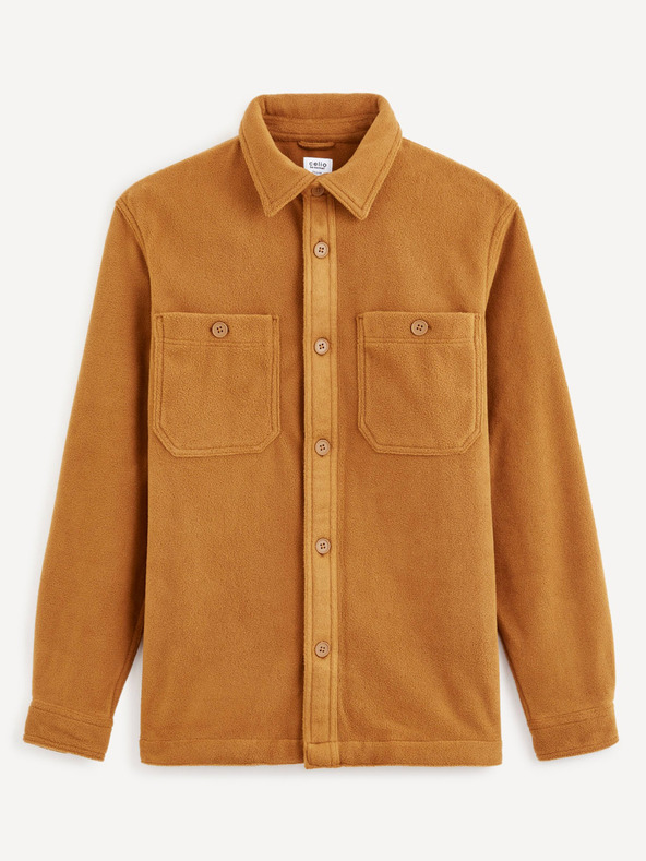 Celio Braunes Herrenoberhemd Celio Dafleece