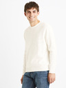 Celio Cremefarbener gerippter Basic-Pullover für Herren Celio Dexter