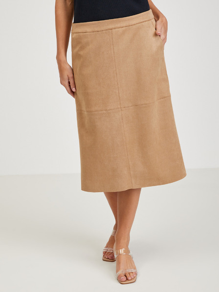 Orsay Hellbrauner Damen Midirock aus Wildleder ORSAY