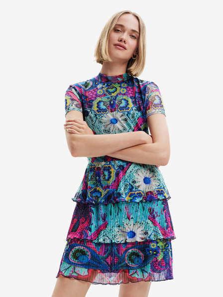 Desigual Blaues gemustertes Damenkleid Desigual Exeter-Lacroix