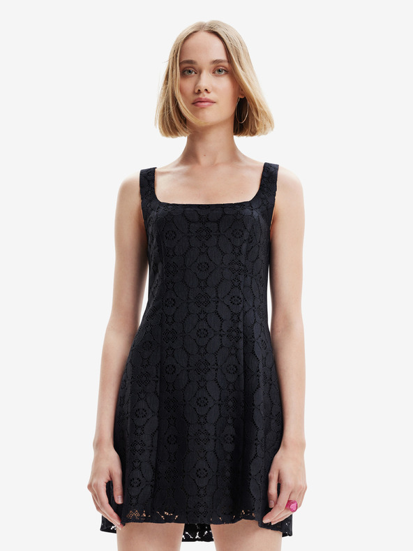 Desigual Schwarzes Desigual Newcastle Damen-Spitzenkleid