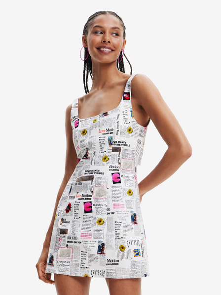 Desigual Desigual weißes gemustertes durchsichtiges Kleid für Frauen Breaking News