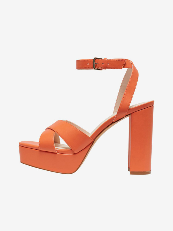 ONLY Orangefarbene Damen-Sandalen mit Absatz ONLY Autum