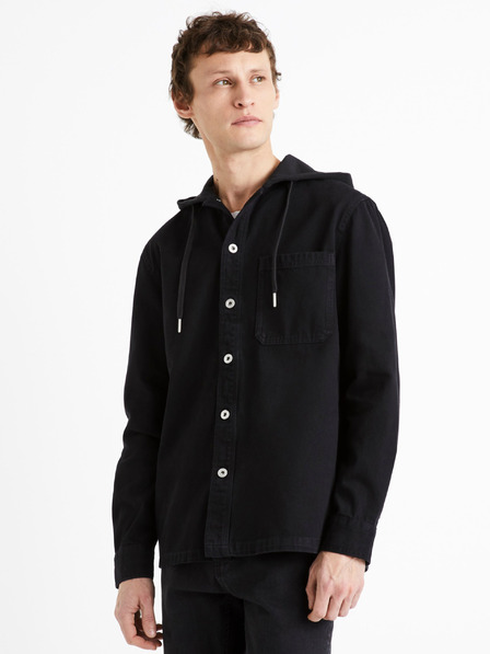 Celio Schwarzes Herren Denim Kapuzenshirt Celio Dadenim