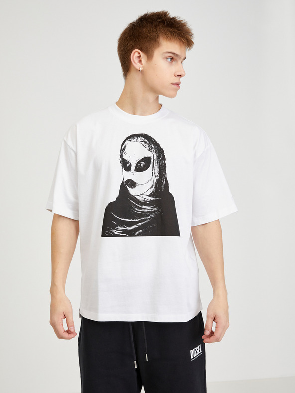Diesel Weißes Herren-T-Shirt in Übergröße Diesel