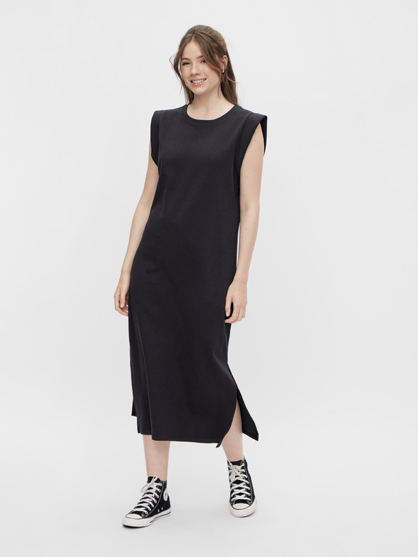 Pieces Schwarzes Damen Basic Maxikleid Pieces Chilli