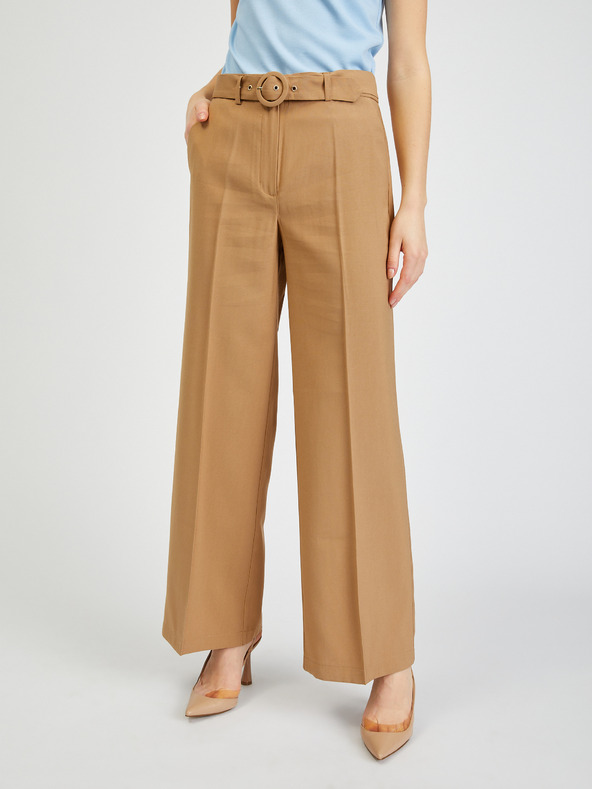 Orsay Braune weite Damenhose mit Gürtel ORSAY