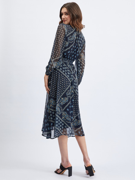 Orsay Dunkelblaues gemustertes Damen-Midikleid ORSAY